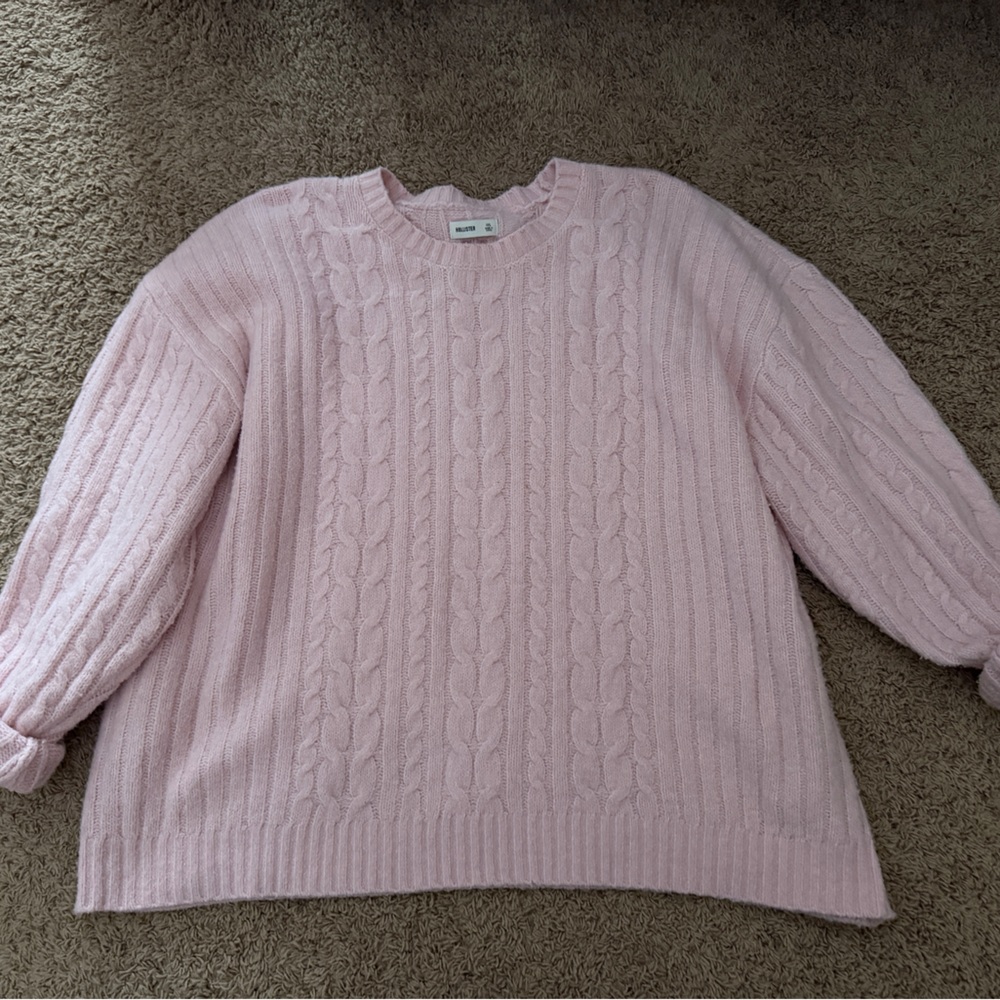 Hollister Light Pink Cable Knit Sweater